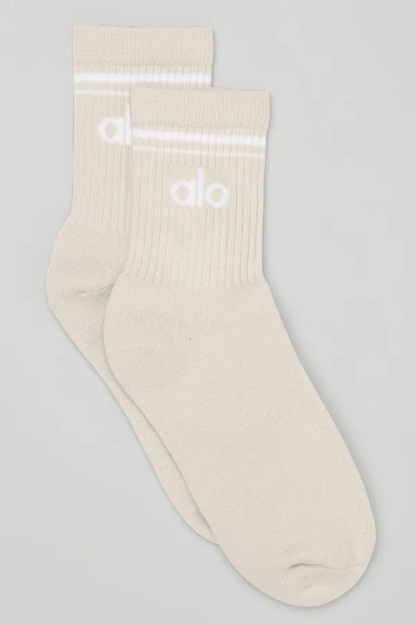 Unisex halbhohe Throwback-Socken - Knochenweiß/Weiß