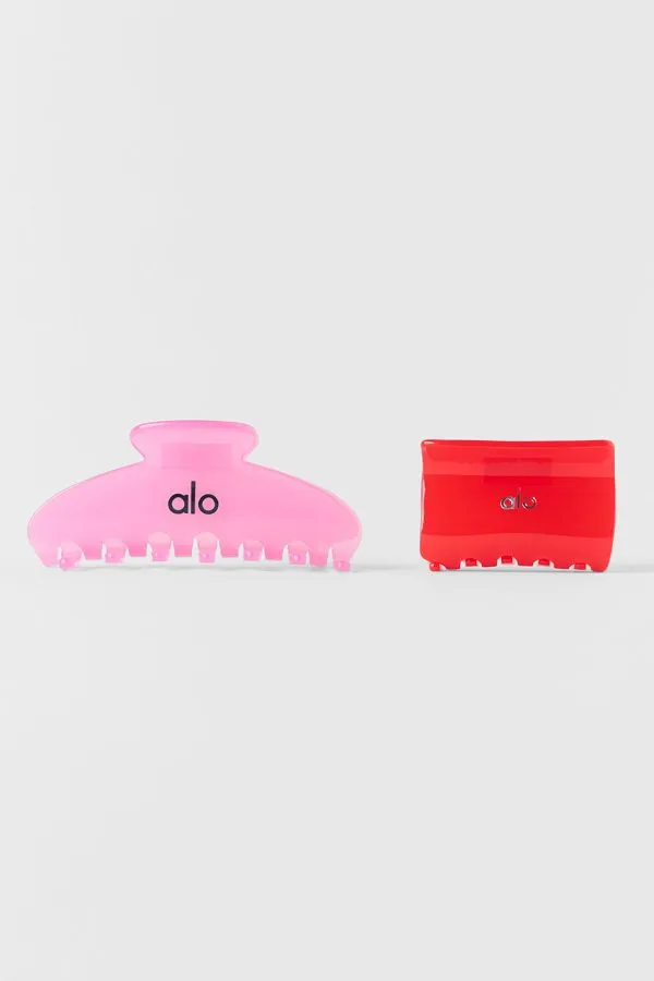 Effortless Claw Clip (2-Pack) - Candy Heart Pink/Bright Red