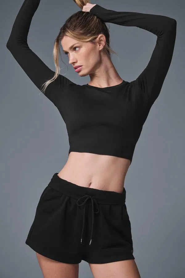 Ultrasoft Cropped Finesse Langarmshirt - Schwarz