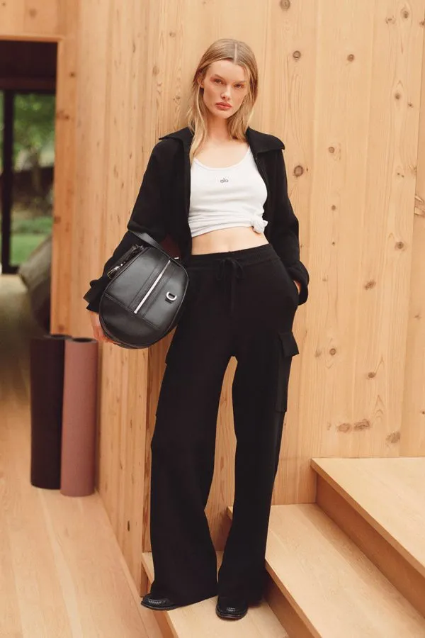 Scholar Strick High-Waist Cargohose - Schwarz