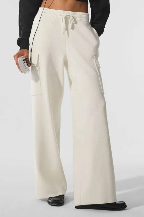 Scholar Strick High-Waist Cargohose - Elfenbein