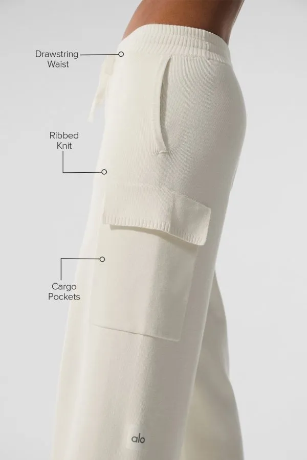 Scholar Strick High-Waist Cargohose - Elfenbein