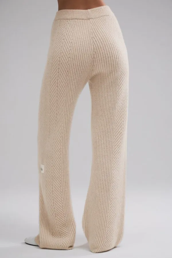 Winter Magic Kaschmir-Hose mit weitem Bein - Birke meliert