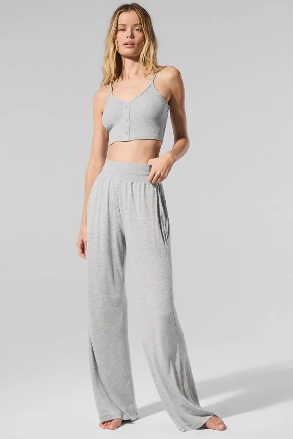 Halbtransparente Delicate Lounge Hose mit ausgestelltem Bein (Normal) - Sportgrau meliert