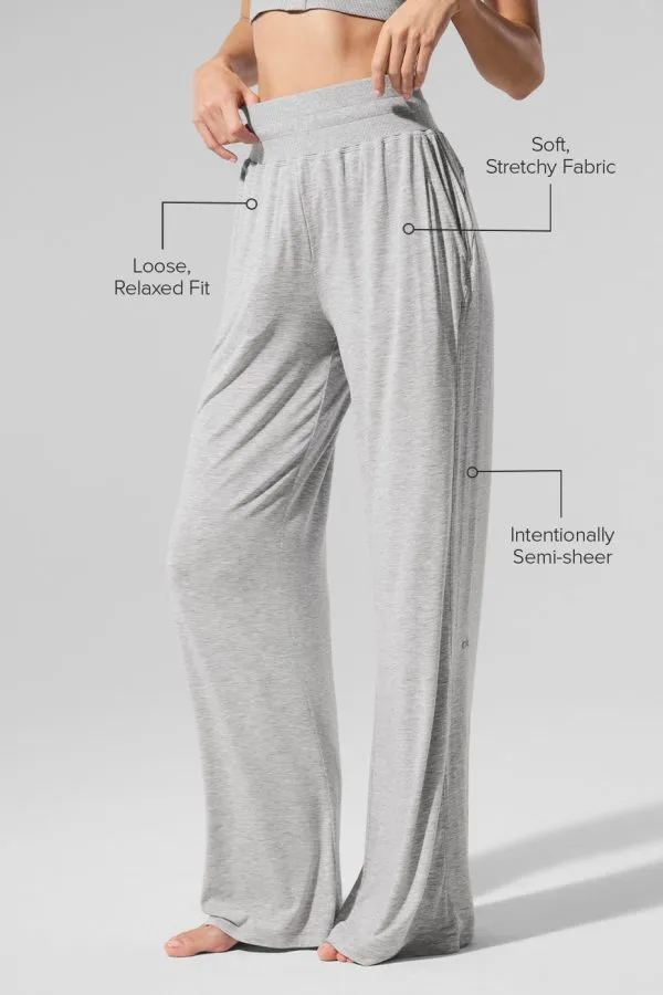Halbtransparente Delicate Lounge Hose mit ausgestelltem Bein (Normal) - Sportgrau meliert