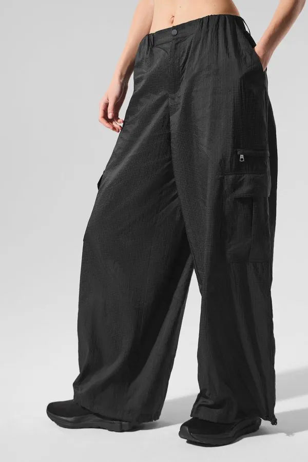 Transparente Game Time Jogginghose mit weitem Bein - Schwarz