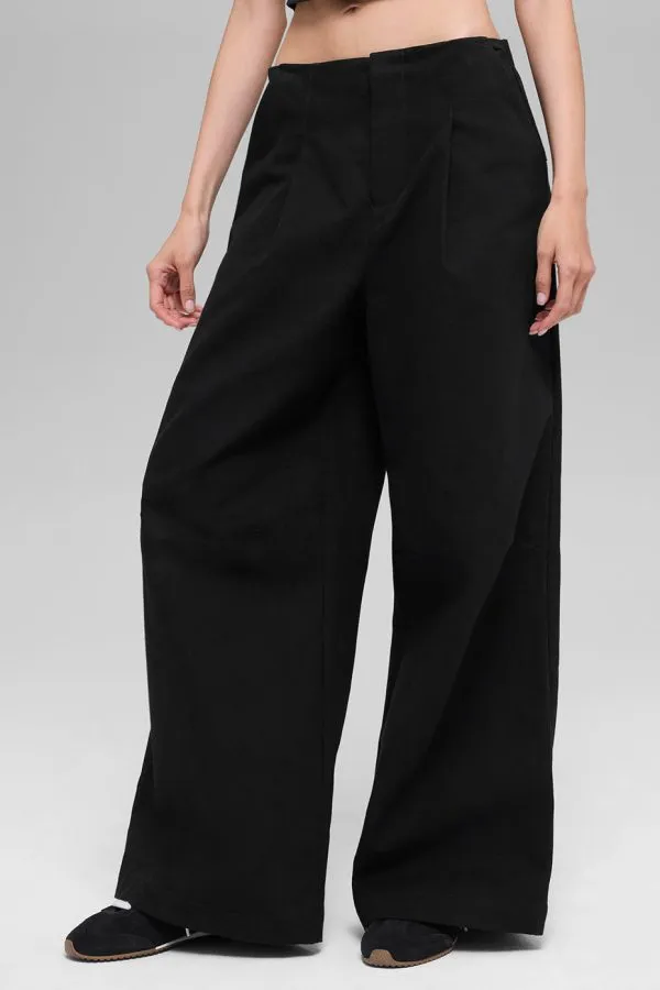 High-Waist Main Character Hose mit weitem Bein - Schwarz