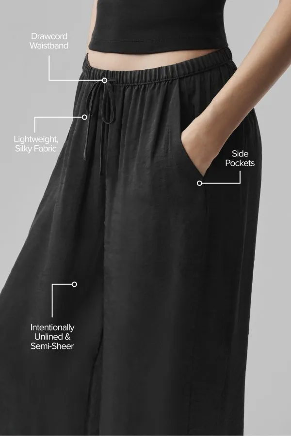 Halbtransparente Golden Hour High-Waist Hose mit geradem Bein - Schwarz
