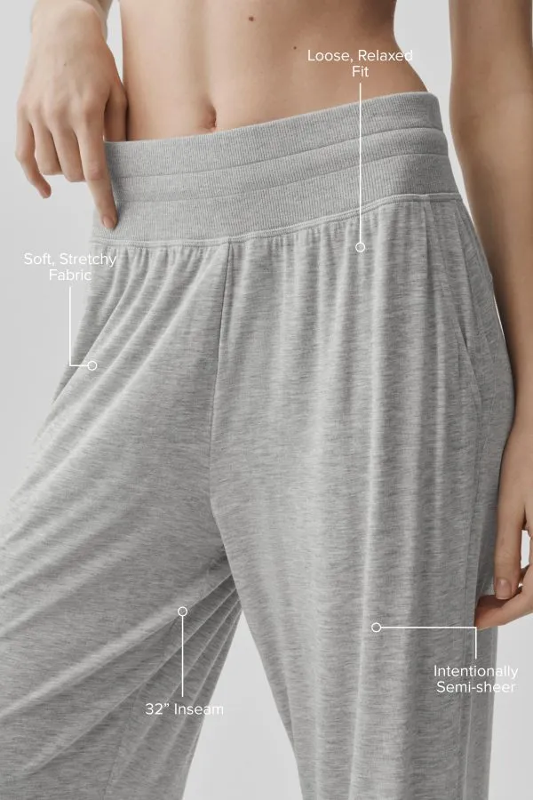 Halbtransparente Delicate Lounge Hose mit ausgestelltem Bein (Lang) - Sportgrau meliert