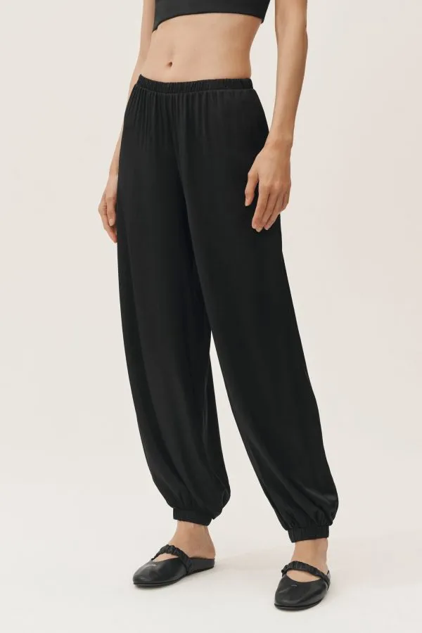 Seidenmix High-Waist Radiance Hose - Schwarz